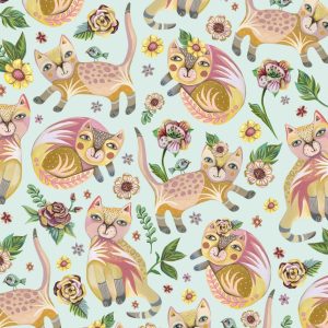 Tea Towel - Kitty Flower 100% Cotton