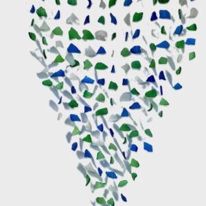 Mama Pacha Recycled Glass Wind Chime - Blue, Green, White.