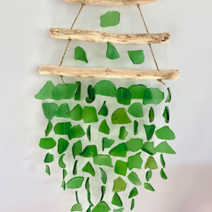 Mama Pacha Recycled Glass Wind Chime - 3 tier Green