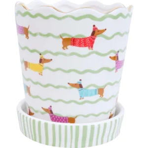 La Vida Dachshund Ceramic Planter
