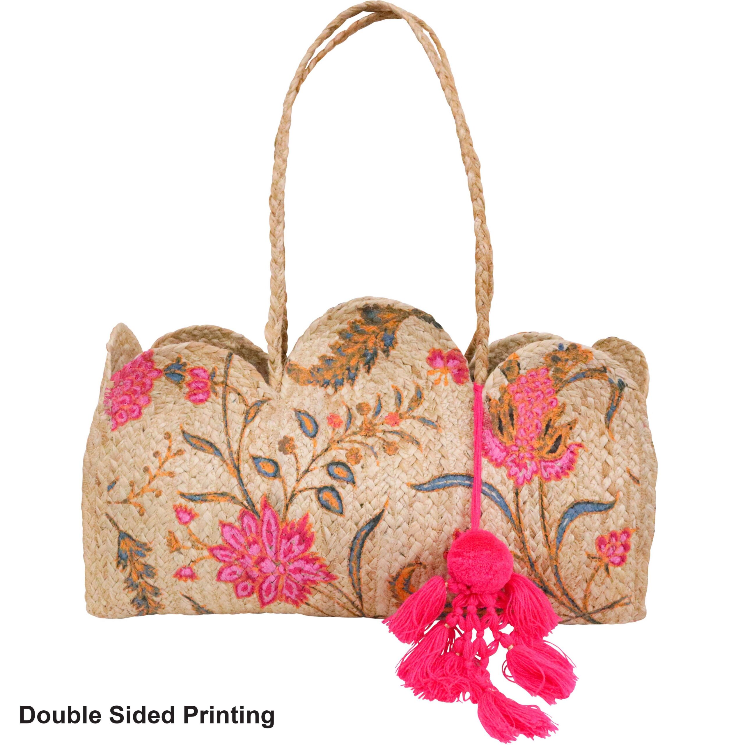 Jute Bag - Pink Flowers - Image 3